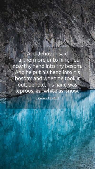 Picture 05 - Exodus 4:6 ASV Mobile Phone Wallpaper - And Jehovah said furthermore unto him, Put now - Mobile Bible Verse Wallpaper