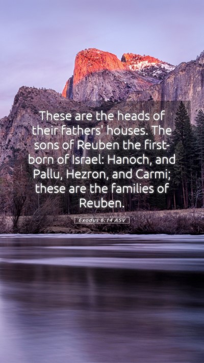 Picture 05 - Exodus 6:14 ASV Mobile Phone Wallpaper - These are the heads of their fathers' houses. The - Mobile Bible Verse Wallpaper