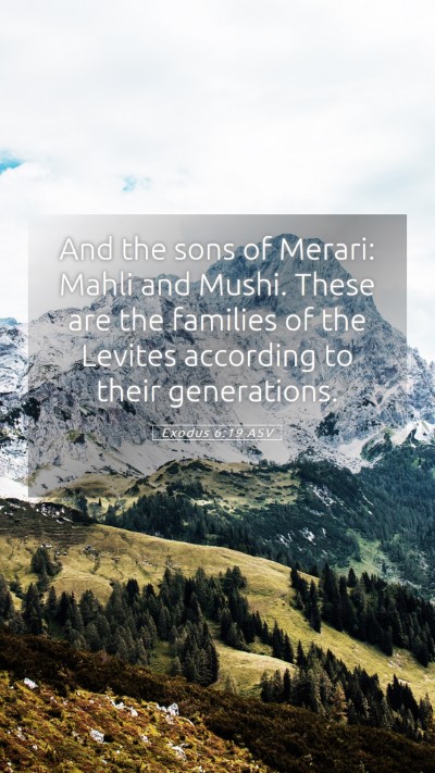 Picture 05 - Exodus 6:19 ASV Mobile Phone Wallpaper - And the sons of Merari: Mahli and Mushi. These - Mobile Bible Verse Wallpaper