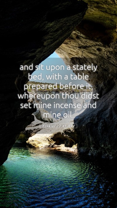 Picture 05 - Ezekiel 23:41 ASV Mobile Phone Wallpaper - and sit upon a stately bed, with a table prepared - Mobile Bible Verse Wallpaper