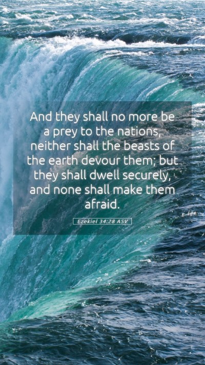 Picture 05 - Ezekiel 34:28 ASV Mobile Phone Wallpaper - And they shall no more be a prey to the nations, - Mobile Bible Verse Wallpaper