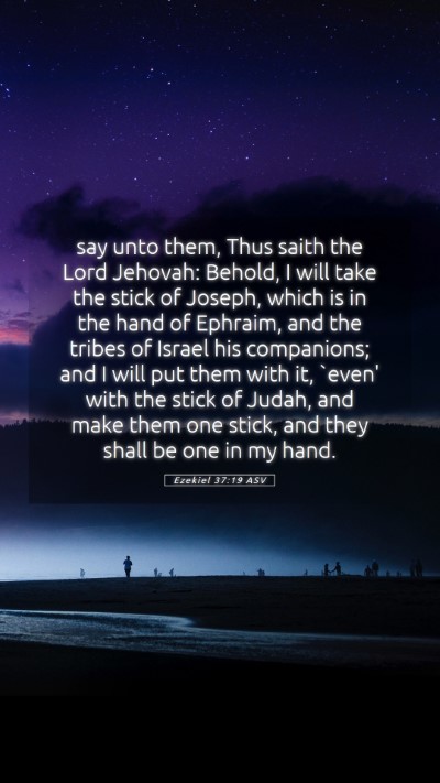 Picture 05 - Ezekiel 37:19 ASV Mobile Phone Wallpaper - say unto them, Thus saith the Lord Jehovah: - Mobile Bible Verse Wallpaper