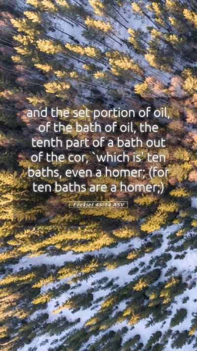 Picture 05 - Ezekiel 45:14 ASV Mobile Phone Wallpaper - and the set portion of oil, of the bath of oil, - Mobile Bible Verse Wallpaper