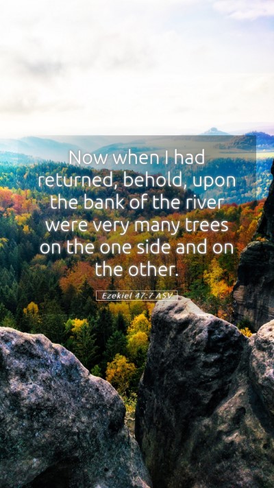 Picture 05 - Ezekiel 47:7 ASV Mobile Phone Wallpaper - Now when I had returned, behold, upon the bank of - Mobile Bible Verse Wallpaper