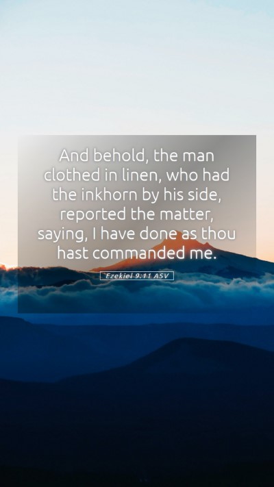 Picture 05 - Ezekiel 9:11 ASV Mobile Phone Wallpaper - And behold, the man clothed in linen, who had the - Mobile Bible Verse Wallpaper
