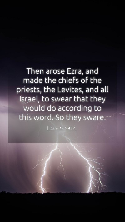 Picture 05 - Ezra 10:5 ASV Mobile Phone Wallpaper - Then arose Ezra, and made the chiefs of the - Mobile Bible Verse Wallpaper