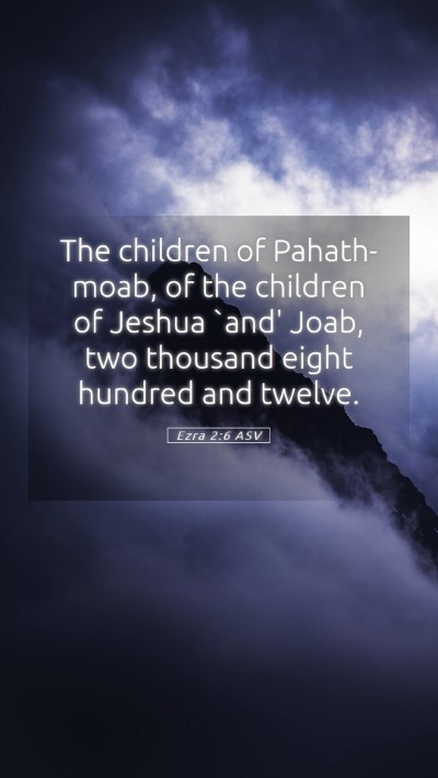 Picture 05 - Ezra 2:6 ASV Mobile Phone Wallpaper - The children of Pahath-moab, of the children of - Mobile Bible Verse Wallpaper