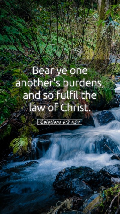 Picture 05 - Galatians 6:2 ASV Mobile Phone Wallpaper - Bear ye one another's burdens, and so fulfil the - Mobile Bible Verse Wallpaper