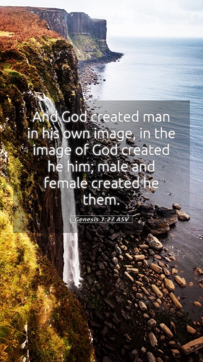 Picture 05 - Genesis 1:27 ASV Mobile Phone Wallpaper - And God created man in his own image, in the - Mobile Bible Verse Wallpaper