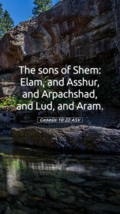 Picture 05 - Genesis 10:22 ASV Mobile Phone Wallpaper - The sons of Shem: Elam, and Asshur, and - Mobile Bible Verse Wallpaper