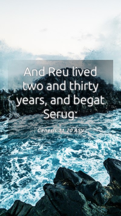 Picture 05 - Genesis 11:20 ASV Mobile Phone Wallpaper - And Reu lived two and thirty years, and begat - Mobile Bible Verse Wallpaper