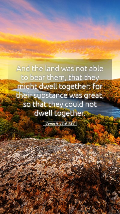 Picture 05 - Genesis 13:6 ASV Mobile Phone Wallpaper - And the land was not able to bear them, that they - Mobile Bible Verse Wallpaper
