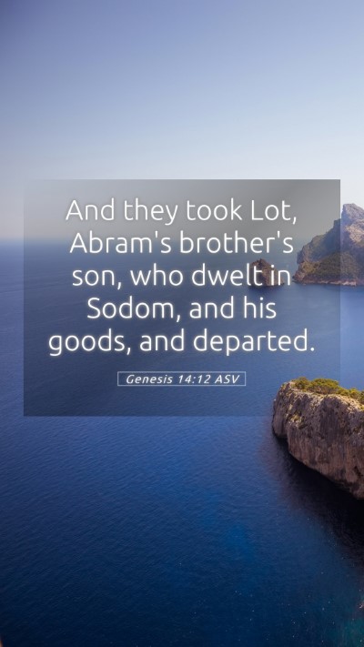 Picture 05 - Genesis 14:12 ASV Mobile Phone Wallpaper - And they took Lot, Abram's brother's son, who - Mobile Bible Verse Wallpaper