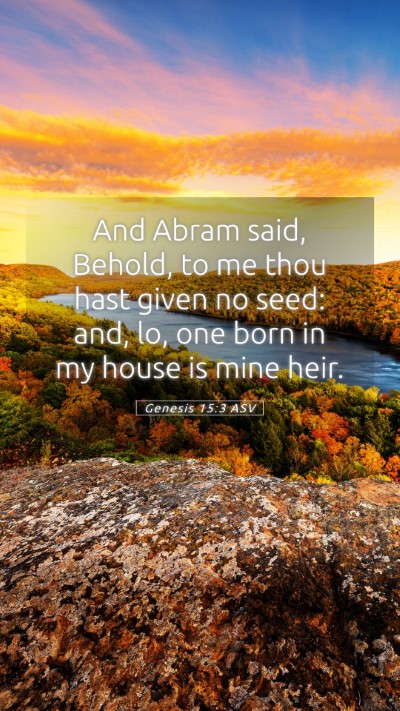 Picture 05 - Genesis 15:3 ASV Mobile Phone Wallpaper - And Abram said, Behold, to me thou hast given no - Mobile Bible Verse Wallpaper