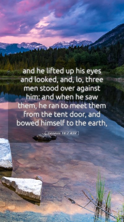 Picture 05 - Genesis 18:2 ASV Mobile Phone Wallpaper - and he lifted up his eyes and looked, and, lo, - Mobile Bible Verse Wallpaper
