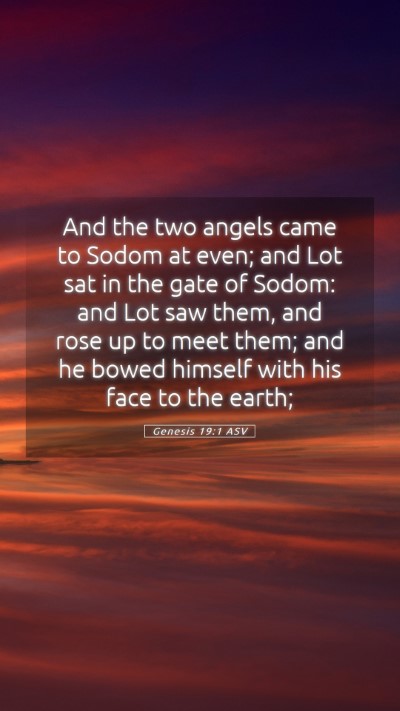 Picture 05 - Genesis 19:1 ASV Mobile Phone Wallpaper - And the two angels came to Sodom at even; and Lot - Mobile Bible Verse Wallpaper
