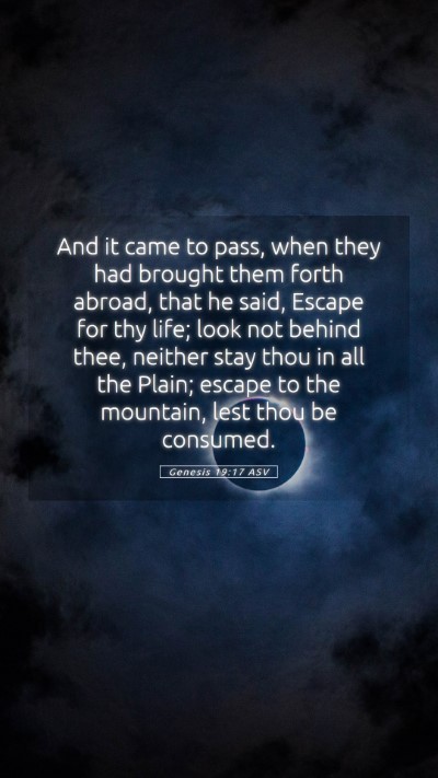 Picture 05 - Genesis 19:17 ASV Mobile Phone Wallpaper - And it came to pass, when they had brought them - Mobile Bible Verse Wallpaper