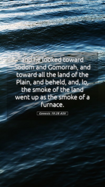Picture 05 - Genesis 19:28 ASV Mobile Phone Wallpaper - and he looked toward Sodom and Gomorrah, and - Mobile Bible Verse Wallpaper