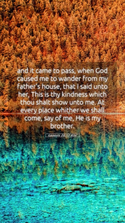 Picture 05 - Genesis 20:13 ASV Mobile Phone Wallpaper - and it came to pass, when God caused me to wander - Mobile Bible Verse Wallpaper