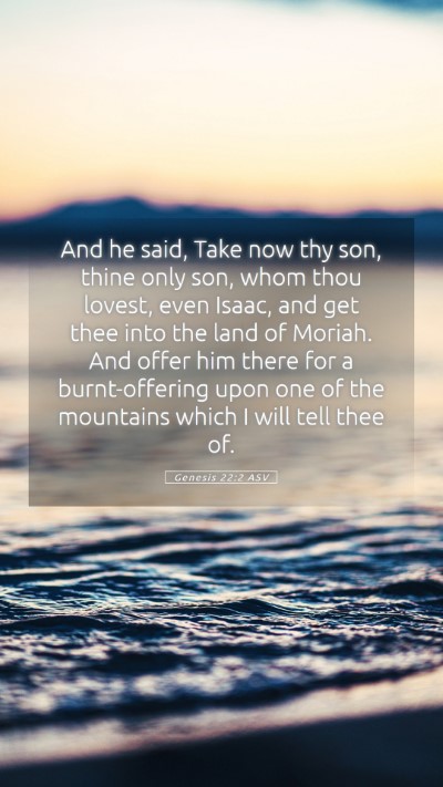 Picture 05 - Genesis 22:2 ASV Mobile Phone Wallpaper - And he said, Take now thy son, thine only son, - Mobile Bible Verse Wallpaper