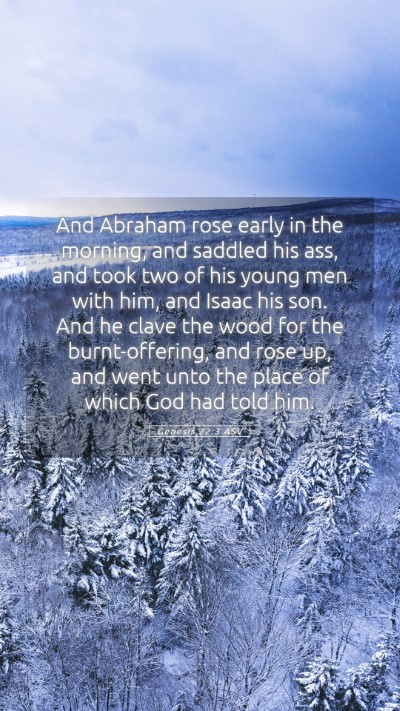 Picture 05 - Genesis 22:3 ASV Mobile Phone Wallpaper - And Abraham rose early in the morning, and - Mobile Bible Verse Wallpaper