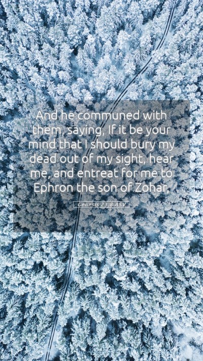 Picture 05 - Genesis 23:8 ASV Mobile Phone Wallpaper - And he communed with them, saying, If it be your - Mobile Bible Verse Wallpaper
