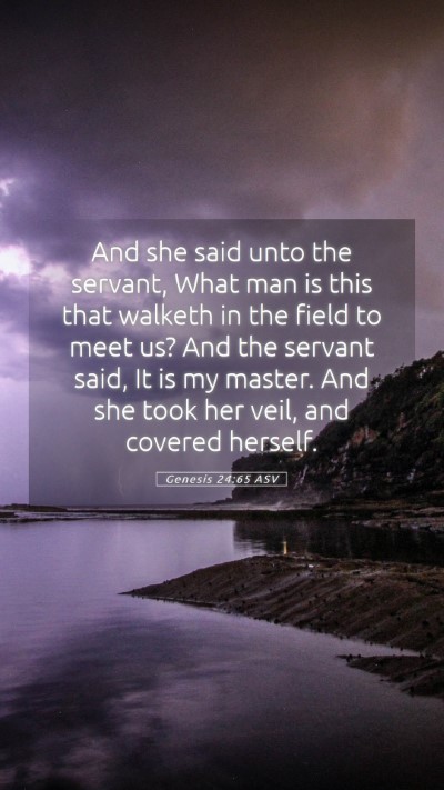 Picture 05 - Genesis 24:65 ASV Mobile Phone Wallpaper - And she said unto the servant, What man is this - Mobile Bible Verse Wallpaper