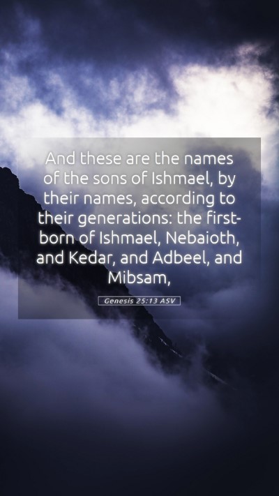 Picture 05 - Genesis 25:13 ASV Mobile Phone Wallpaper - And these are the names of the sons of Ishmael, - Mobile Bible Verse Wallpaper