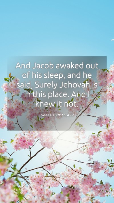 Picture 05 - Genesis 28:16 ASV Mobile Phone Wallpaper - And Jacob awaked out of his sleep, and he said, - Mobile Bible Verse Wallpaper