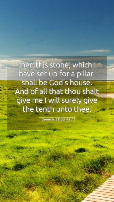 Picture 05 - Genesis 28:22 ASV Mobile Phone Wallpaper - then this stone, which I have set up for a - Mobile Bible Verse Wallpaper