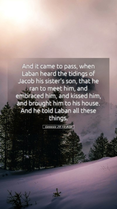 Picture 05 - Genesis 29:13 ASV Mobile Phone Wallpaper - And it came to pass, when Laban heard the tidings - Mobile Bible Verse Wallpaper