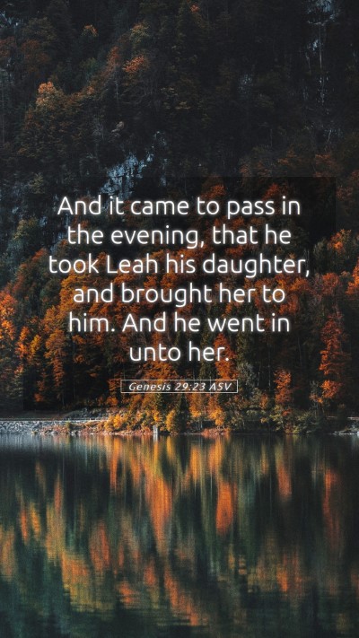 Picture 05 - Genesis 29:23 ASV Mobile Phone Wallpaper - And it came to pass in the evening, that he took - Mobile Bible Verse Wallpaper