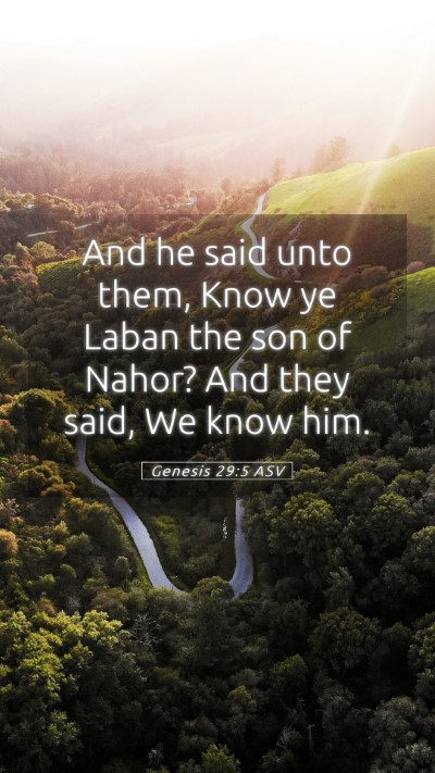 Picture 05 - Genesis 29:5 ASV Mobile Phone Wallpaper - And he said unto them, Know ye Laban the son of - Mobile Bible Verse Wallpaper