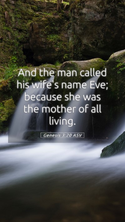 Picture 05 - Genesis 3:20 ASV Mobile Phone Wallpaper - And the man called his wife's name Eve; because - Mobile Bible Verse Wallpaper