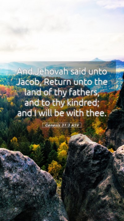 Picture 05 - Genesis 31:3 ASV Mobile Phone Wallpaper - And Jehovah said unto Jacob, Return unto the land - Mobile Bible Verse Wallpaper