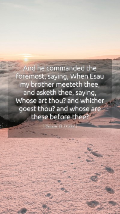 Picture 05 - Genesis 32:17 ASV Mobile Phone Wallpaper - And he commanded the foremost, saying, When Esau - Mobile Bible Verse Wallpaper