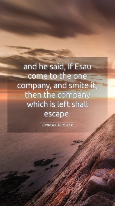 Picture 05 - Genesis 32:8 ASV Mobile Phone Wallpaper - and he said, If Esau come to the one company, and - Mobile Bible Verse Wallpaper