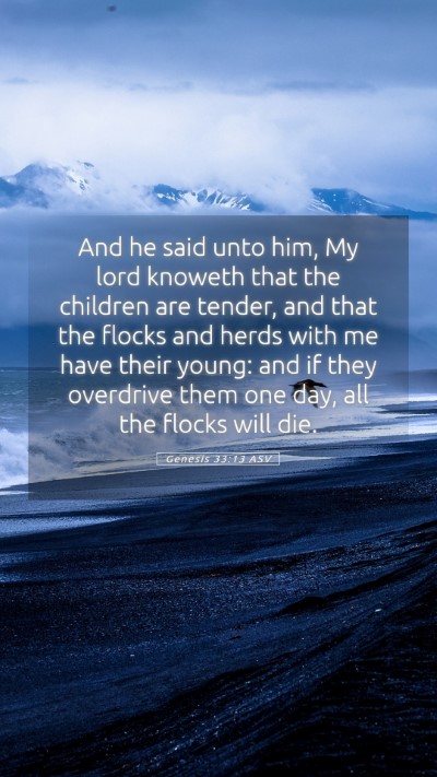 Picture 05 - Genesis 33:13 ASV Mobile Phone Wallpaper - And he said unto him, My lord knoweth that the - Mobile Bible Verse Wallpaper