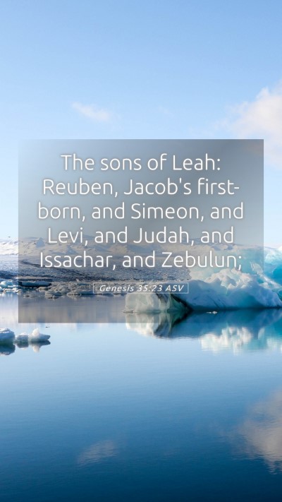 Picture 05 - Genesis 35:23 ASV Mobile Phone Wallpaper - The sons of Leah: Reuben, Jacob's first-born, and - Mobile Bible Verse Wallpaper