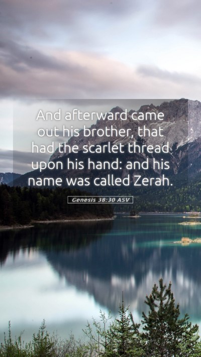 Picture 05 - Genesis 38:30 ASV Mobile Phone Wallpaper - And afterward came out his brother, that had the - Mobile Bible Verse Wallpaper