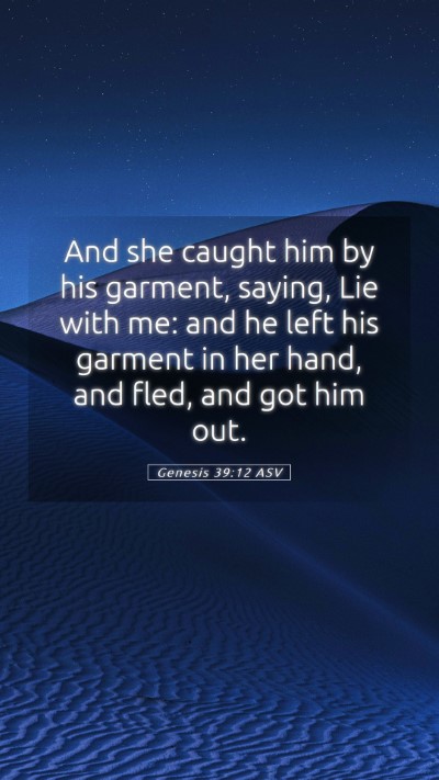 Picture 05 - Genesis 39:12 ASV Mobile Phone Wallpaper - And she caught him by his garment, saying, Lie - Mobile Bible Verse Wallpaper