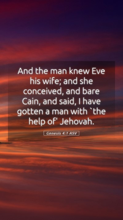 Picture 05 - Genesis 4:1 ASV Mobile Phone Wallpaper - And the man knew Eve his wife; and she conceived, - Mobile Bible Verse Wallpaper