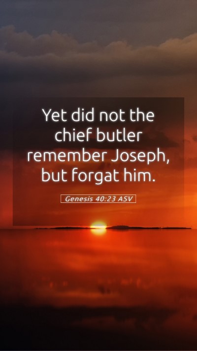 Picture 05 - Genesis 40:23 ASV Mobile Phone Wallpaper - Yet did not the chief butler remember Joseph, but - Mobile Bible Verse Wallpaper