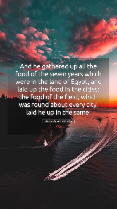 Picture 05 - Genesis 41:48 ASV Mobile Phone Wallpaper - And he gathered up all the food of the seven - Mobile Bible Verse Wallpaper