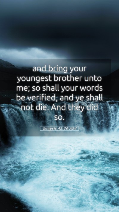 Picture 05 - Genesis 42:20 ASV Mobile Phone Wallpaper - and bring your youngest brother unto me; so shall - Mobile Bible Verse Wallpaper
