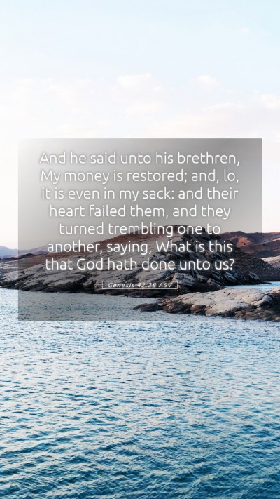 Picture 05 - Genesis 42:28 ASV Mobile Phone Wallpaper - And he said unto his brethren, My money is - Mobile Bible Verse Wallpaper