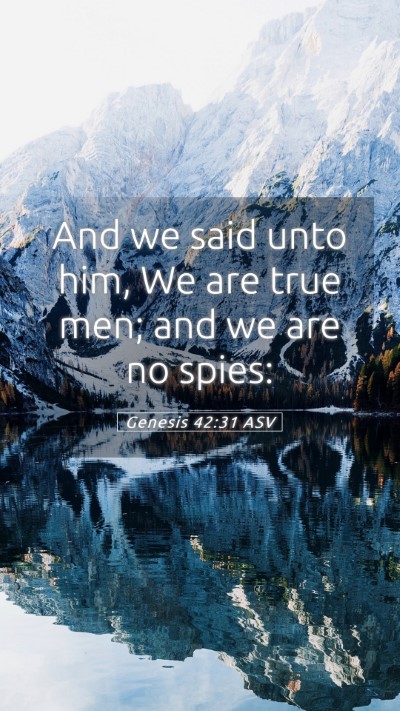 Picture 05 - Genesis 42:31 ASV Mobile Phone Wallpaper - And we said unto him, We are true men; and we are - Mobile Bible Verse Wallpaper