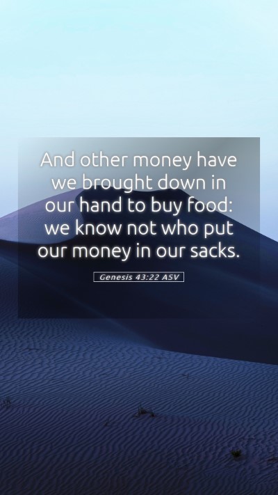 Picture 05 - Genesis 43:22 ASV Mobile Phone Wallpaper - And other money have we brought down in our hand - Mobile Bible Verse Wallpaper