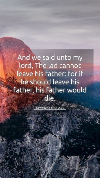 Picture 05 - Genesis 44:22 ASV Mobile Phone Wallpaper - And we said unto my lord, The lad cannot leave - Mobile Bible Verse Wallpaper