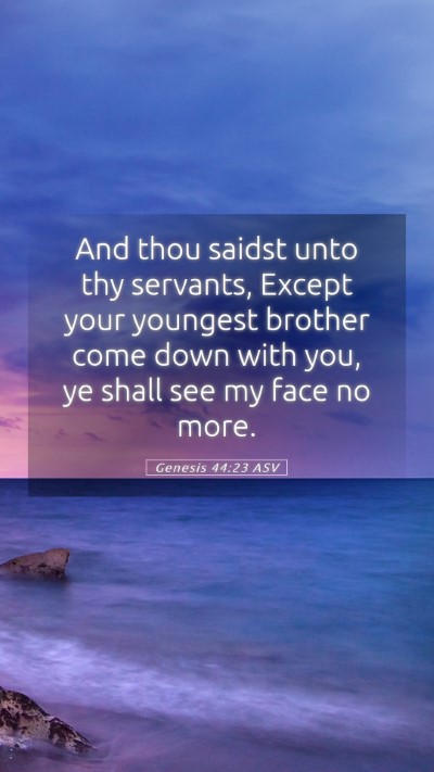 Picture 05 - Genesis 44:23 ASV Mobile Phone Wallpaper - And thou saidst unto thy servants, Except your - Mobile Bible Verse Wallpaper
